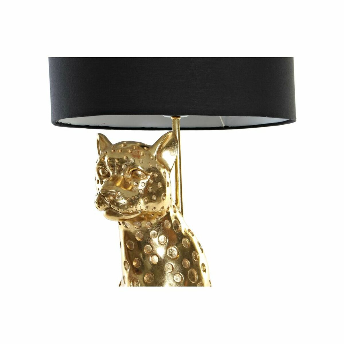 Pöytälamppu DKD Home Decor Musta Kullattu Polyesteri Leopardi Hartsi (30 x 30.5 x 71 cm)