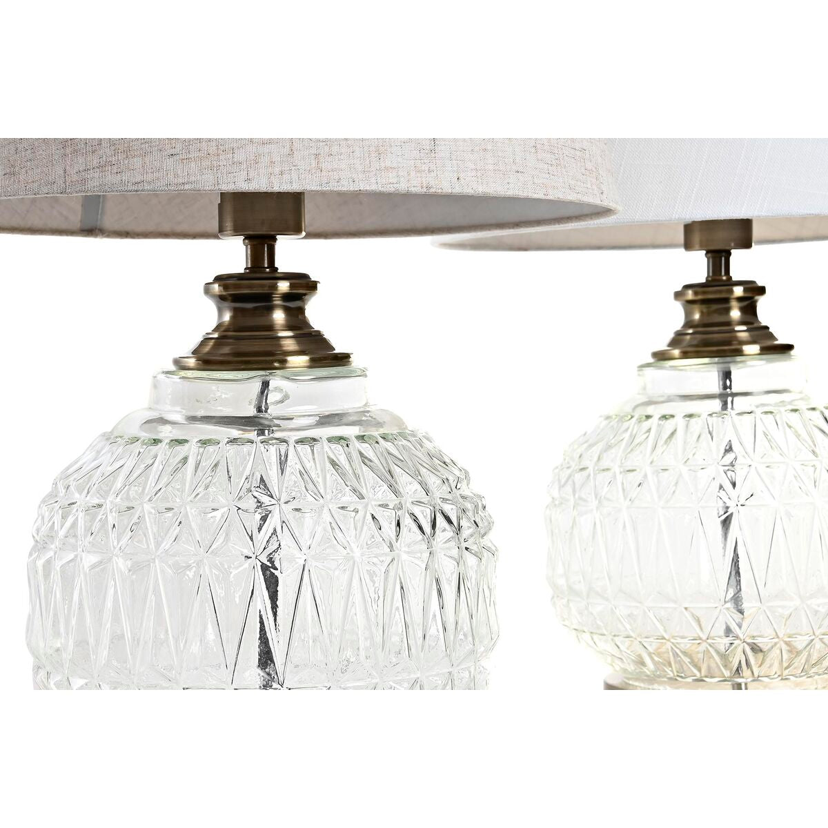 Pöytälamppu DKD Home Decor Kristalli Beige Kullattu Metalli Valkoinen (38 x 38 x 54 cm) (2 osaa)