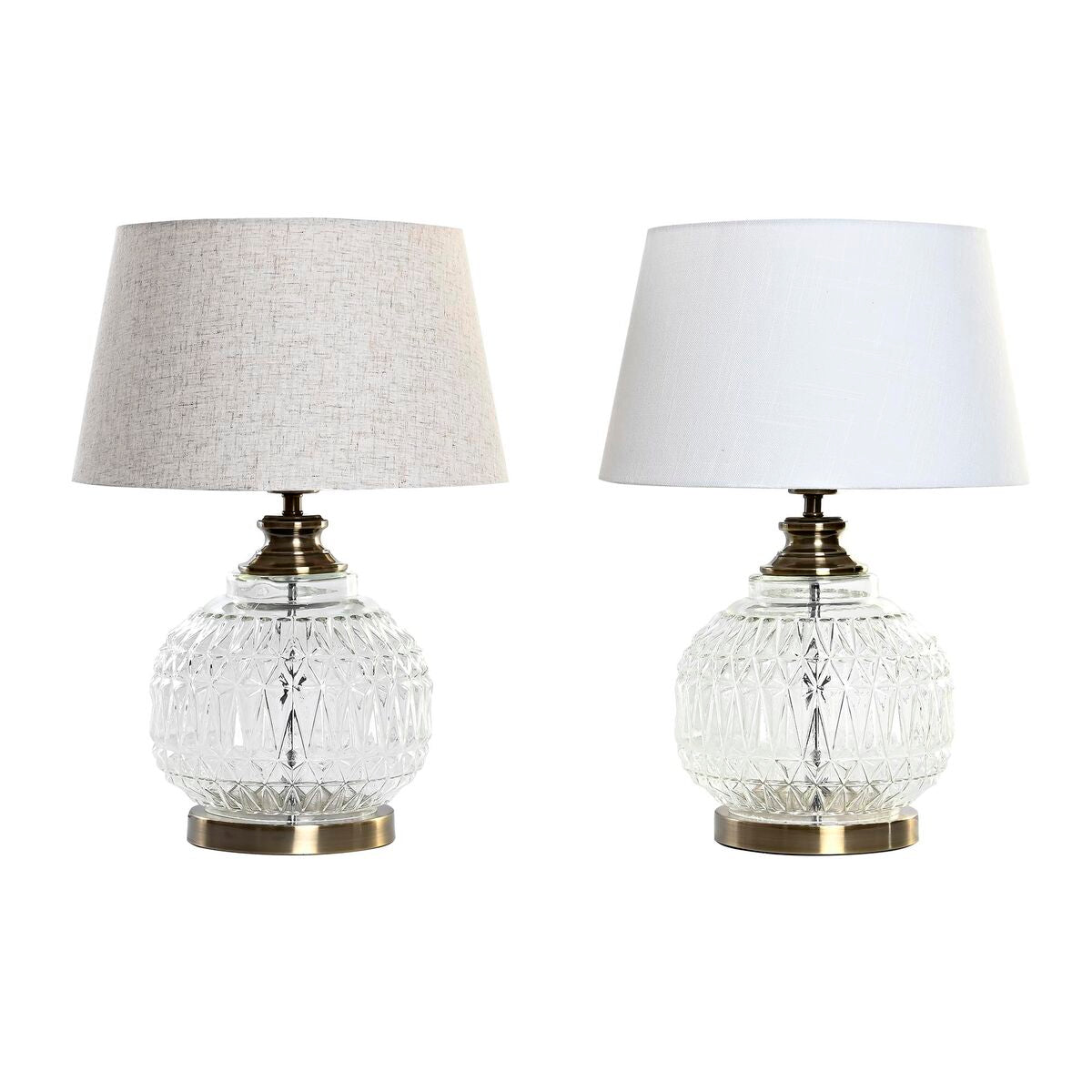 Pöytälamppu DKD Home Decor Kristalli Beige Kullattu Metalli Valkoinen (38 x 38 x 54 cm) (2 osaa)