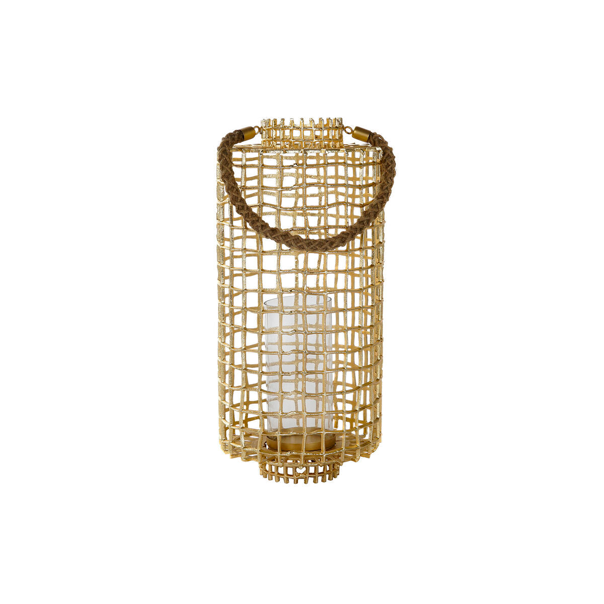 Žibintas DKD Home Decor Kristalli Kullattu Köysi Alumiini (25,5 x 25,5 x 57 cm)