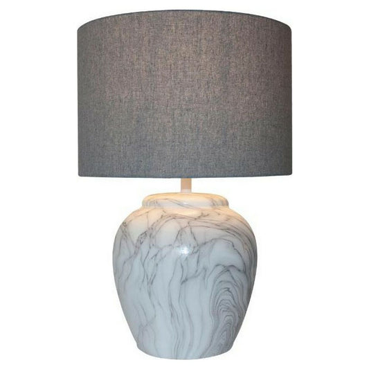 Pöytälamppu DKD Home Decor Kangas Keraminen Harmaa Valkoinen (28 x 28 x 44 cm)