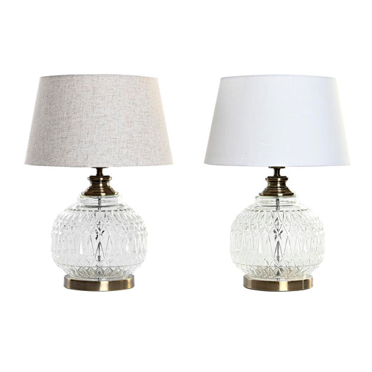 Pöytälamppu DKD Home Decor Kristalli Beige Kullattu Metalli Valkoinen (38 x 38 x 54 cm) (2 osaa)